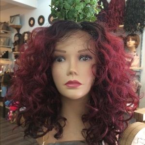 New Lacefront Human Hair Blend Dk Roots Red  Hair